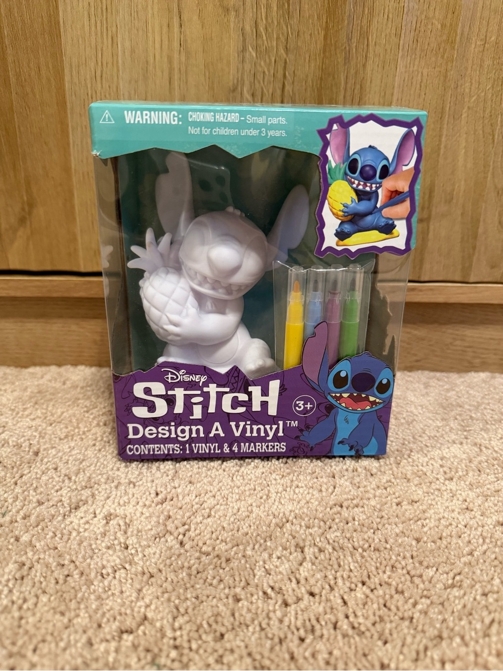 Disney Stitch Design-A-Vinyl Figure with Yellow, Purple, Green, and Pink Markers